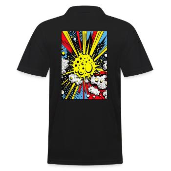Pop-Art Cartoon Explosion Boom - Männer Poloshirt - Schwarz - Hinten - Kai (181cm)