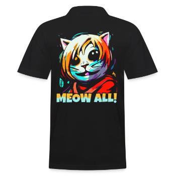Miau Alle! Lustige bunte Katze - Männer Poloshirt - Schwarz - Hinten - Kai (181cm)