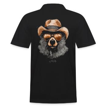 In a hat and sunglasses: A cool bear - Men's Polo Shirt - black - Back - Kai (181cm)