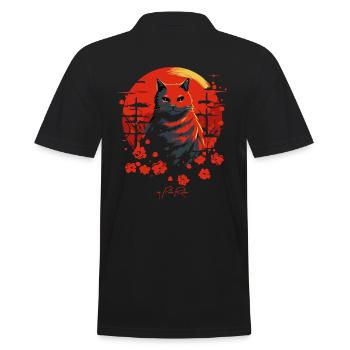 Des fleurs japonaises et un chat - Polo Homme - noir - Dos - Kai (181cm)