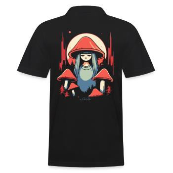 La fille champignon et les champignons dans la forêt - Polo Homme - noir - Dos - Kai (181cm)