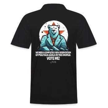 Polar bear election candidate for a better world - Men's Polo Shirt - black - Back - Kai (181cm)
