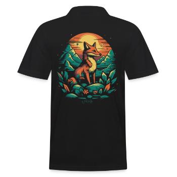 Ein Fuchs auf dem Feld - Männer Poloshirt - Schwarz - Hinten - Kai (181cm)