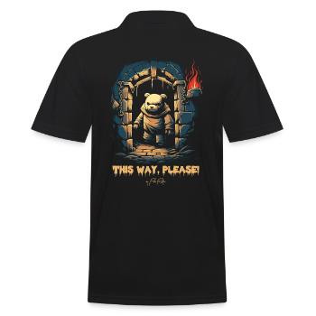 This Way, Please - Follow the Dungeon Bear - Men's Polo Shirt - black - Back - Kai (181cm)