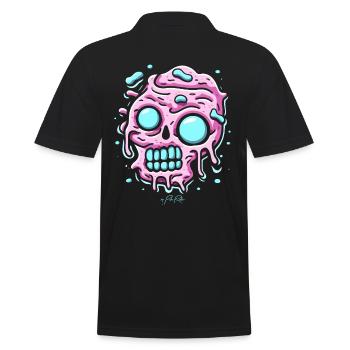 Pink Türkiser Schmelzender Marshmallow Schädel - Männer Poloshirt - Schwarz - Hinten - Kai (181cm)