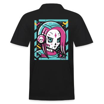 Weltraum: Anime Manga Kunst Astronauten Mädchen - Männer Poloshirt - Schwarz - Hinten - Kai (181cm)