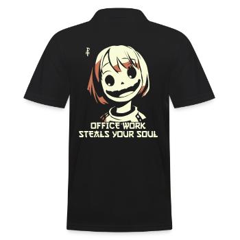 Büroarbeit stiehlt deine Seele - Männer Poloshirt - Schwarz - Hinten - Kai (181cm)
