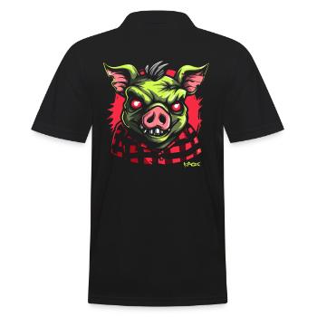 Böses grünes Schwein - Männer Poloshirt - Schwarz - Hinten - Kai (181cm)