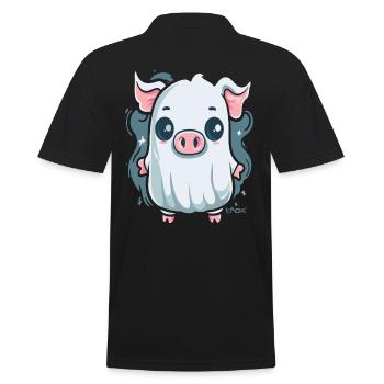 The Little Ghost Pig - Men's Polo Shirt - black - Back - Kai (181cm)