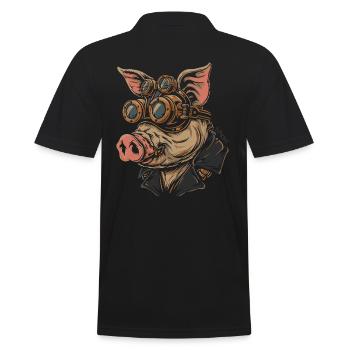 cochon steampunk : cochon avec des lunettes - Polo Homme - noir - Dos - Kai (181cm)