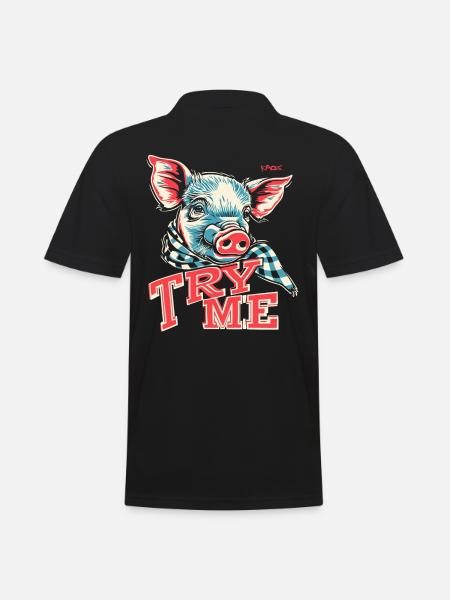 Écharpe à carreaux : Essayez-moi, porcelet cochon - Polo Homme - noir