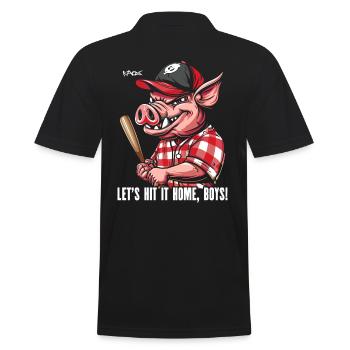 Hit it Home, Homeboys - Baseball Schwein - Männer Poloshirt - Schwarz - Hinten - Kai (181cm)
