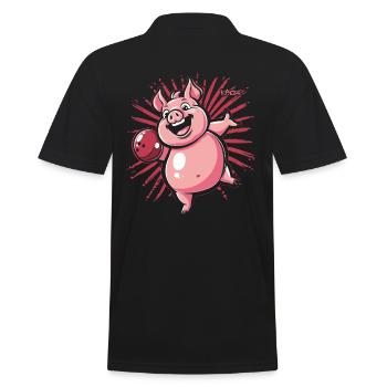 A happy pig bowling - Men's Polo Shirt - black - Back - Kai (181cm)