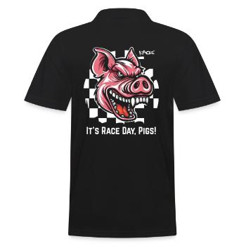 Toujours prêt pour la course, cochon drapeau à damier - Polo Homme - noir - Dos - Kai (181cm)