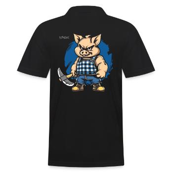 Stolzer Handwerker: Stolz der Arbeiterklasse - Männer Poloshirt - Schwarz - Hinten - Kai (181cm)