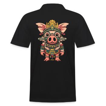 Cochon aztèque maya mignon drôle - Polo Homme - noir - Dos - Kai (181cm)