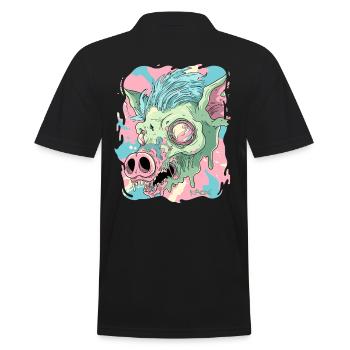 Psychedelisches Säure Schwein - Männer Poloshirt - Schwarz - Hinten - Kai (181cm)
