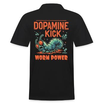 Dopamin Kick und Wurm Power - Männer Poloshirt - Schwarz - Hinten - Kai (181cm)