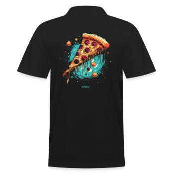 Galaxien-Pizza - Männer Poloshirt - Schwarz - Hinten - Kai (181cm)