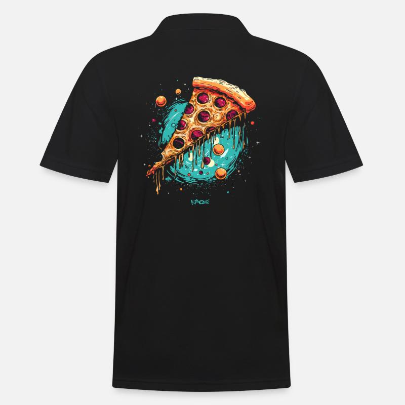 Galaxien-Pizza - Männer Poloshirt - Schwarz