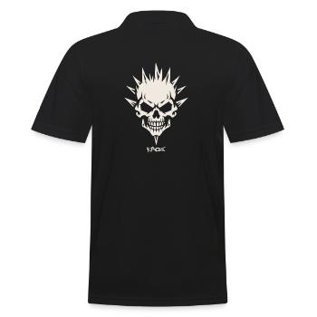 Spike Skull Emblem, Totenkopf Symbol - Männer Poloshirt - Schwarz - Hinten - Kai (181cm)