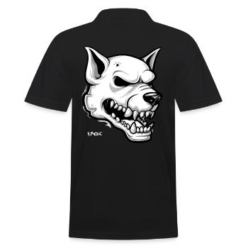 Weißer Hunde Schädel Totenkopf - Männer Poloshirt - Schwarz - Hinten - Kai (181cm)
