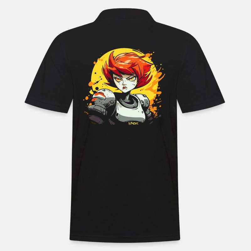 Anime Weiblicher Held - Männer Poloshirt - Schwarz