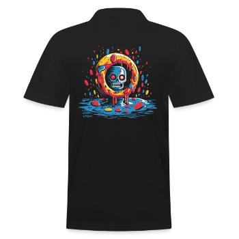 A spooky realm in the circle of delicious donuts - Men's Polo Shirt - black - Back - Kai (181cm)