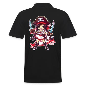 Anime Mädchen Piratin - Männer Poloshirt - Schwarz - Hinten - Kai (181cm)
