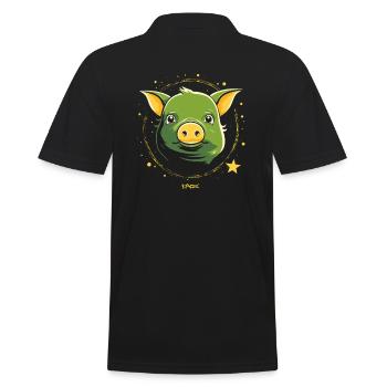 Cochon d'espace vert mignon - Polo Homme - noir - Dos - Kai (181cm)