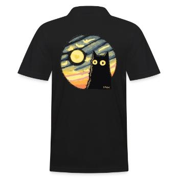 Sternen Mondlicht Mond Katze - Männer Poloshirt - Schwarz - Hinten - Kai (181cm)
