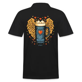 Ein Fest ein Bier mit Herz und Flügeln - Männer Poloshirt - Schwarz - Hinten - Kai (181cm)