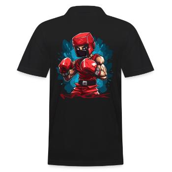 A Cubic Cartoon Pixel Boxer Boxing - Men's Polo Shirt - black - Back - Kai (181cm)