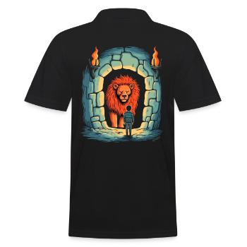 The Quiet, Friendly Dungeon Lion with Friend - Men's Polo Shirt - black - Back - Kai (181cm)