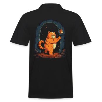 The roundish, thick red dungeon tomcat, the cat - Men's Polo Shirt - black - Back - Kai (181cm)