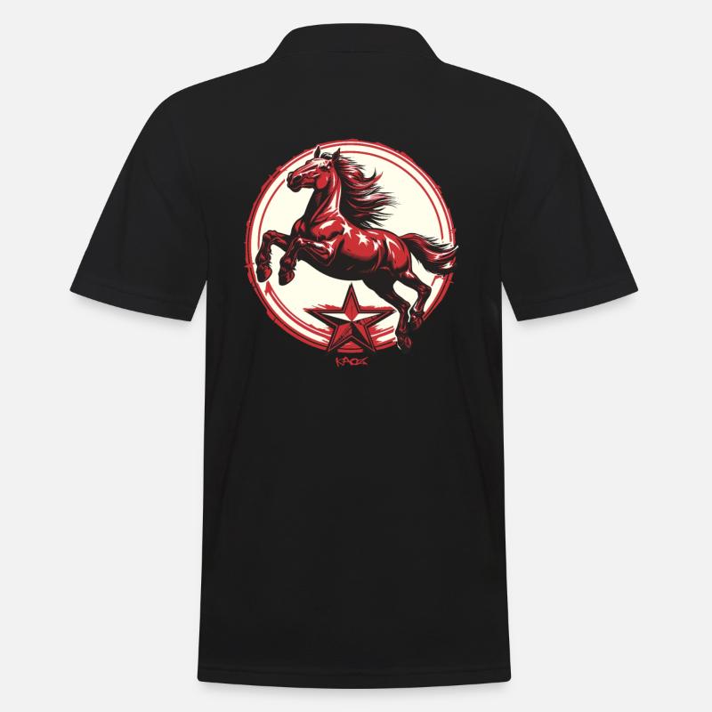 Roter Stern Propaganda Pferd - Männer Poloshirt - Schwarz