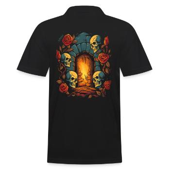 L’amour du donjon sombre : Crânes et roses - Polo Homme - noir - Dos - Kai (181cm)