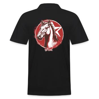 Großer Stern Propaganda Pferd - Männer Poloshirt - Schwarz - Hinten - Kai (181cm)
