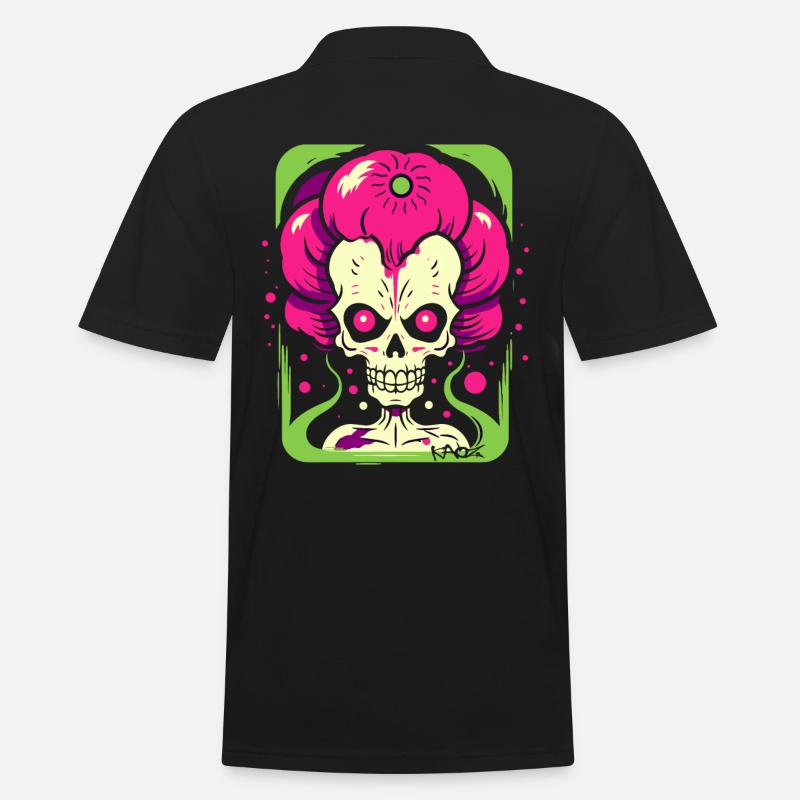 Bunter Pop-Art-Skelett-Zombie-Schädel - Männer Poloshirt - Schwarz