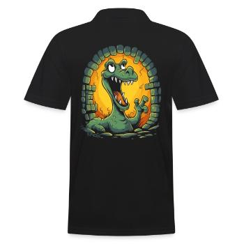 Der lustige Cartoon-Witz-Kerker-Drache - Männer Poloshirt - Schwarz - Hinten - Kai (181cm)