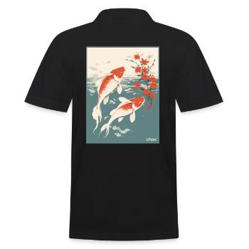 Parody Japanese Advertising Poster Koi Fish - Men's Polo Shirt - black - Back - Kai (181cm)