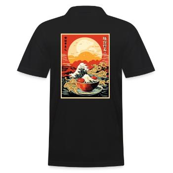 Parody Japanese Poster: Kanagawa Wave Sushi - Men's Polo Shirt - black - Back - Kai (181cm)