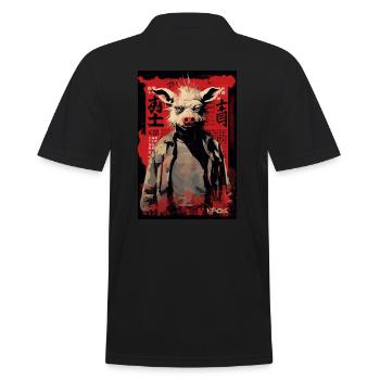Parodie d’affiche de film japonais : Action Pig - Polo Homme - noir - Dos - Kai (181cm)