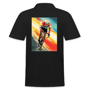 Moderne Kunst bunte Streifen und Straßen Radsport - Männer Poloshirt - Schwarz - Hinten - Kai (181cm)