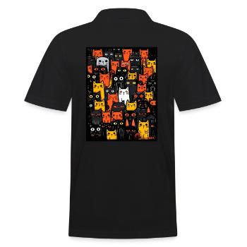 Lots of cartoon street cats - Men's Polo Shirt - black - Back - Kai (181cm)