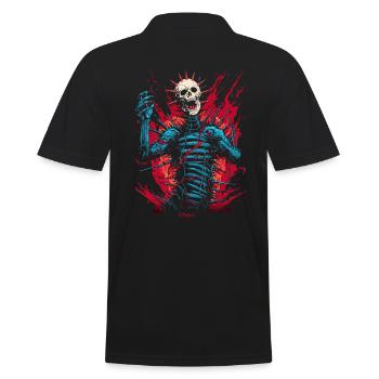 Squelette de crâne de tête d'aiguille d'horreur - Polo Homme - noir - Dos - Kai (181cm)