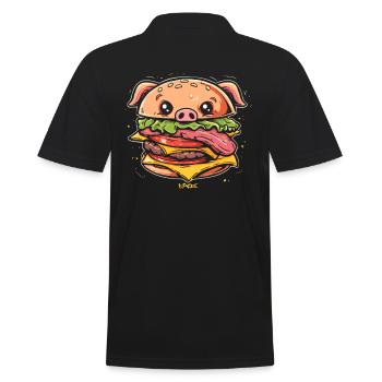 Sau Burger Pig - Men's Polo Shirt - black - Back - Kai (181cm)