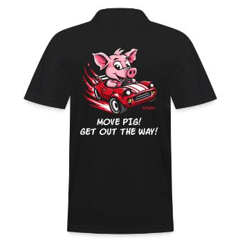 Beweg dich, Schwein, mach Platz, Fahrer Schwein - Männer Poloshirt - Schwarz - Hinten - Kai (181cm)