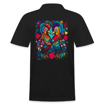 Des poules dans un monde coloré et fantaisiste d’amour - Polo Homme - noir - Dos - Kai (181cm)