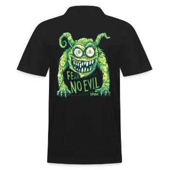 Fear No Evil: Funny Cartoon Monster - Men's Polo Shirt - black - Back - Kai (181cm)
